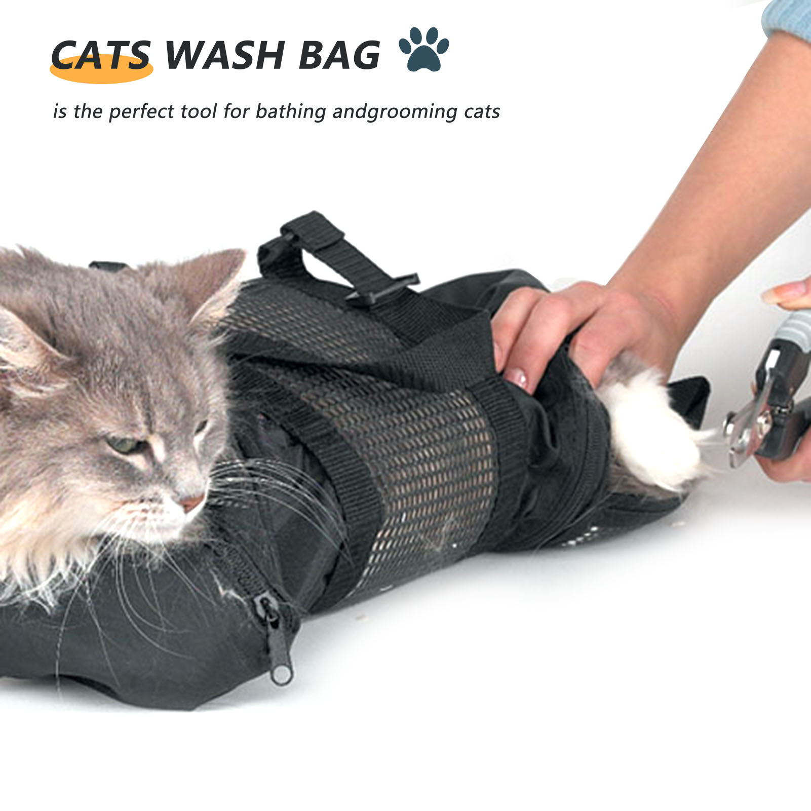 Pet Supplies Nail Trim - Mesh Cat Grooming Bathing Bag Oxford